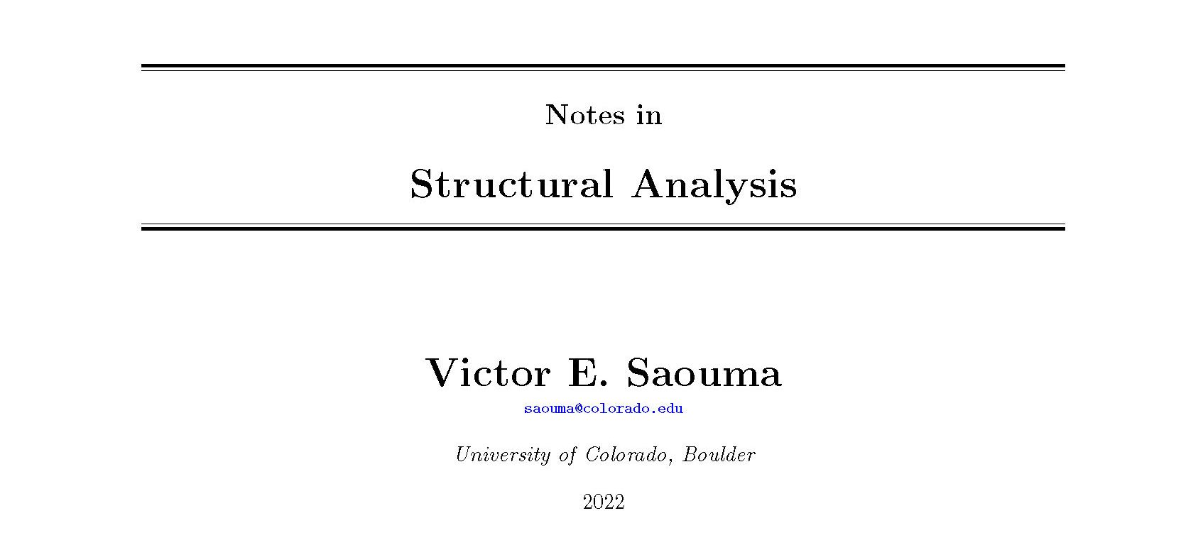 StructuralAnalysis Lecture Notes